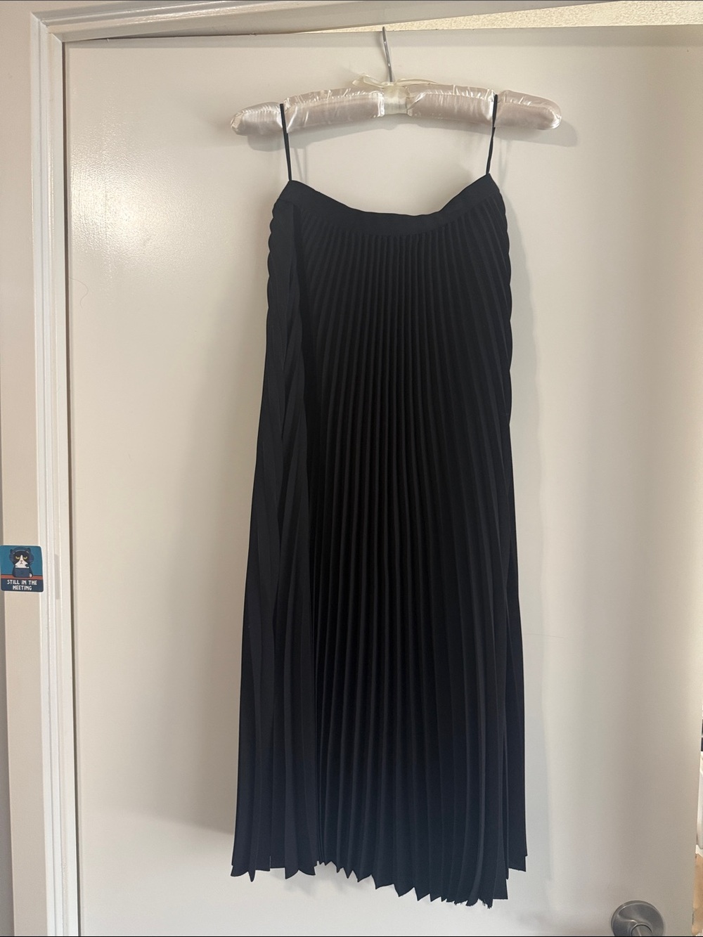 Babaton Black Pleated Midi Slip Skirt